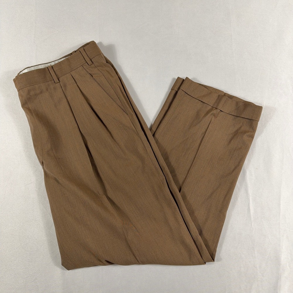 Zanella Bennett Pleated Wool Trousers Brown Made in Italy Slacks 38x30
